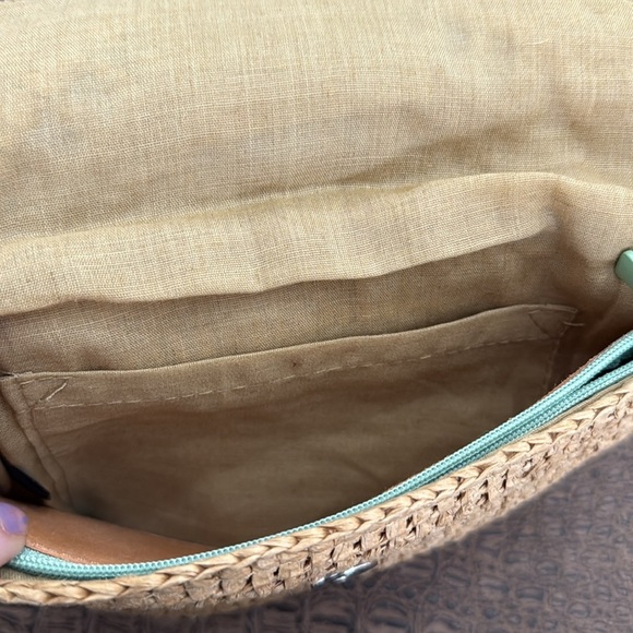 THINK INK Tan Woven Fringe Clutch Bag Eco Friendly Recycled Paper Boho Pouch - Picture 9 of 11